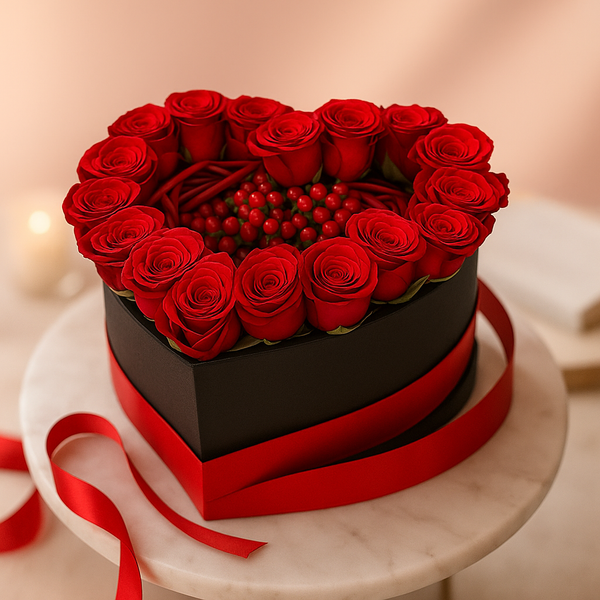 Open Heart - Roses N Berries 18 Roses