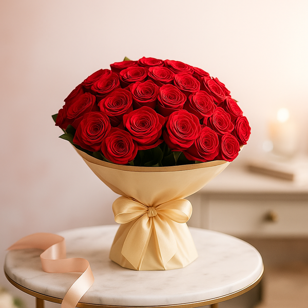 24 Red Roses Hand Tied Bouquet