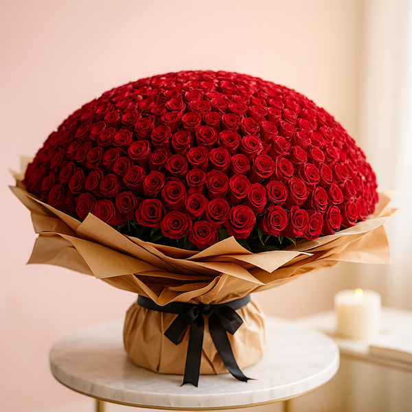 500 Red as Lips Roses Big Hand Bouquet
