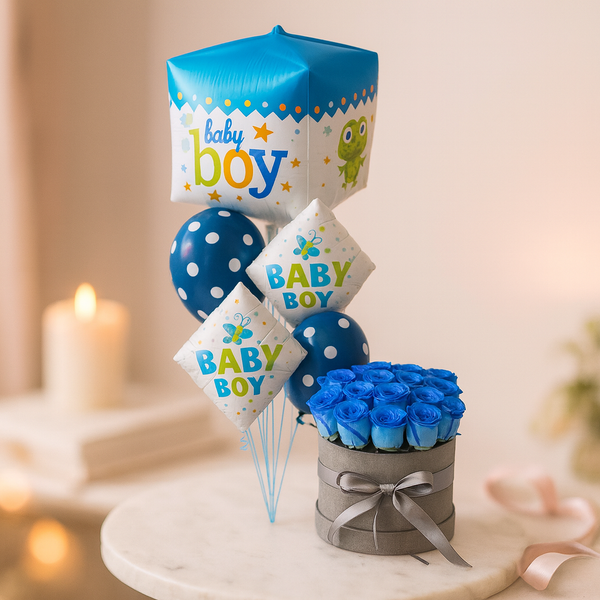 Baby Boy Balloons & Flowers