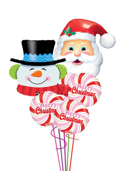 Jolly Saint Nick And Snow Man Christmas Balloon Bouquet