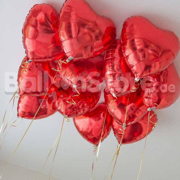 Love Red Heart Foil  Helium Balloons -  12count