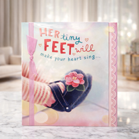 Baby girl greeting card printed Her Tiny Feet Will Make Your Heart Sing