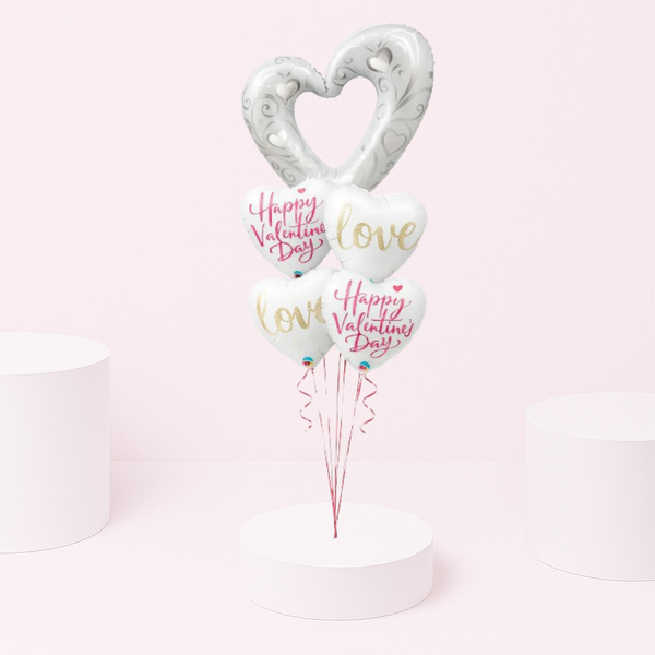 HEARTS & FILIGREE PEARL WHITE VALENTINES DAY CASUAL BALLOONS
