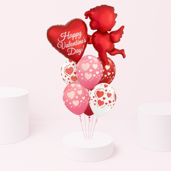 RED CUPID VALENTINES DAY BOUQUET