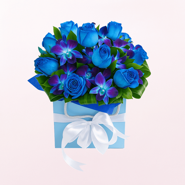 Bluer than Blue Roses & Orchid Arrangement