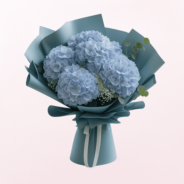 Pluffy Blue Hydrangea Hand Bouquet