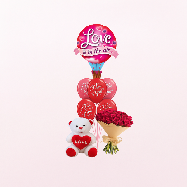 Heart & Kisses HVD 24 Red Roses White Teddy Combo - 3 in 1