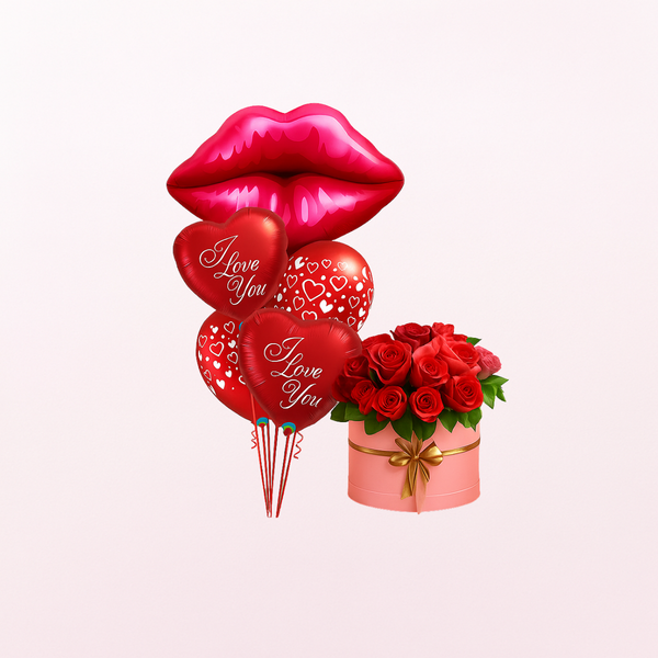 LOVE - Roses and Heart Balloons