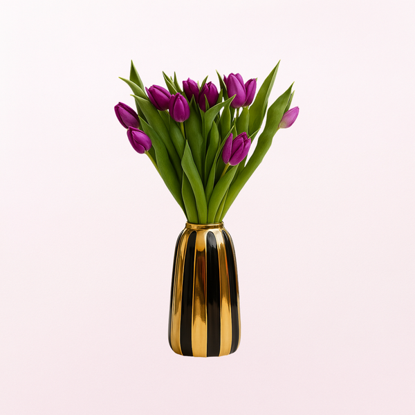 Lovely Purple Tulip Arrangement on a Glass Vase  PRE-ORDER 1DAY In Advance