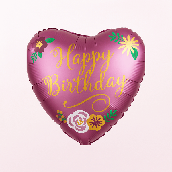 Happy Birthday Satin Heart Shape