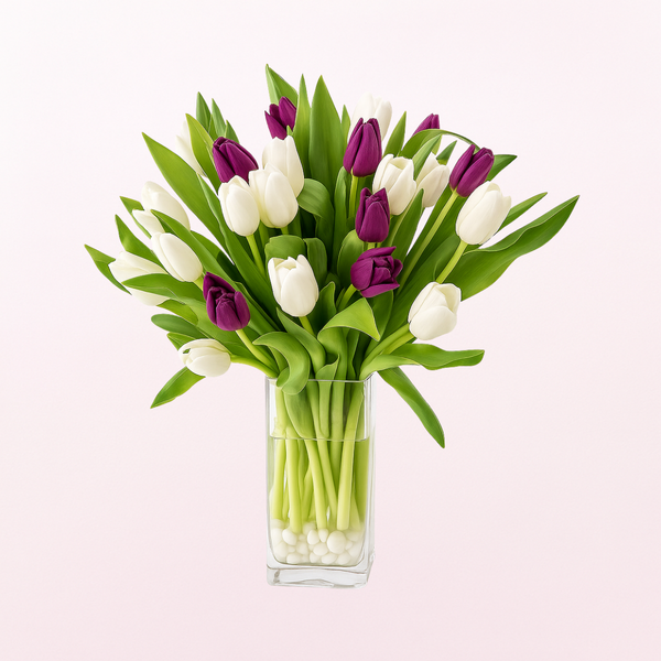 Mixed Tulip Beauty Flowers in a Vase  PRE-ORDER 1DAY In Advance