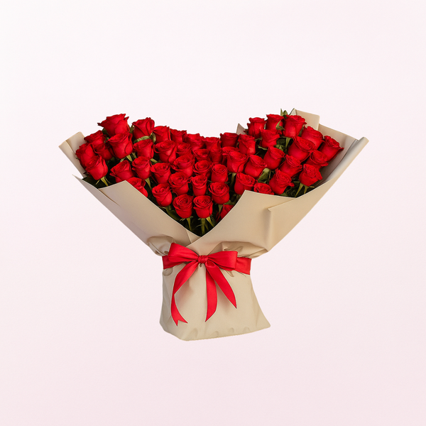 Exquisite Heart LOVE Red Roses Hand Bouquet