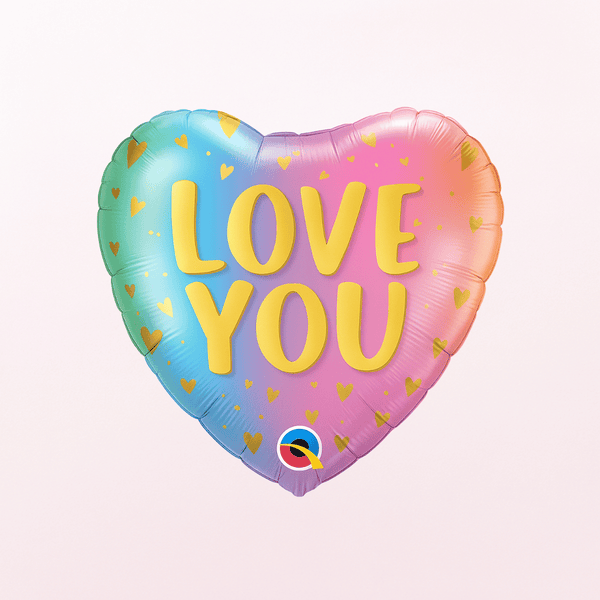 Love You Pastel Ombre & Hearts - Helium filled