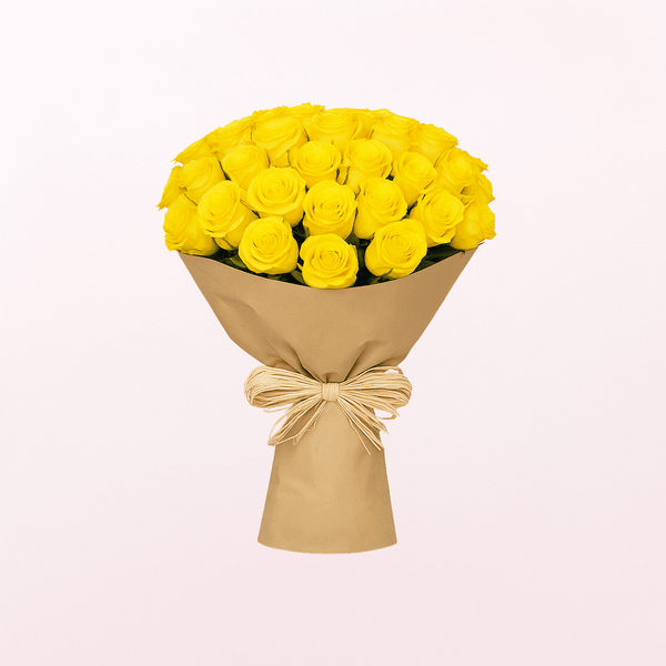 Bright & Cheerful 24 Sunny Yellow Roses – Premium Hand Bouquet