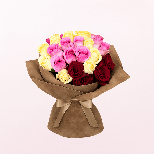 Lovely Mixed Roses Hand Bouquet