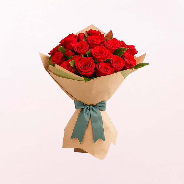 12 Red Roses Hand Tied Bouquet