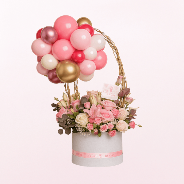 Baby Girl Flowers and Balloons