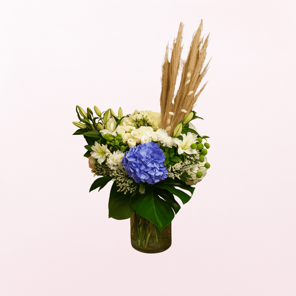 Elegant Mixed Flowers on a Glass Vase