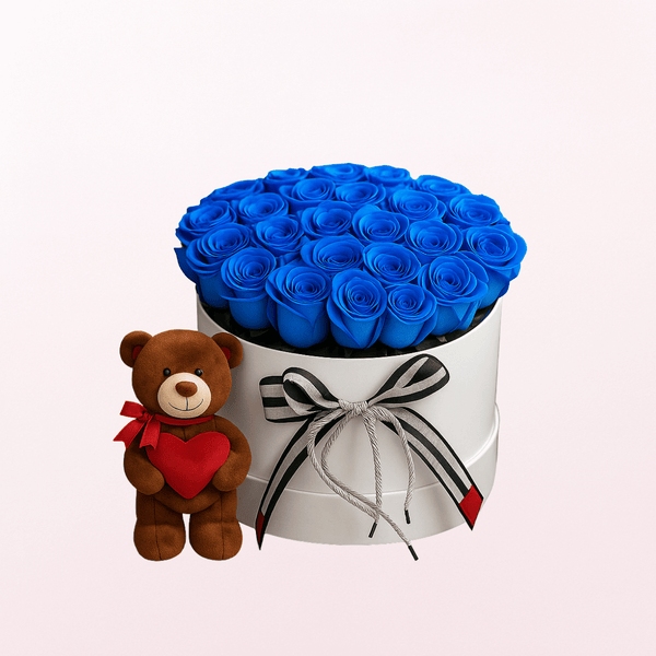 Blue Roses with Teddy